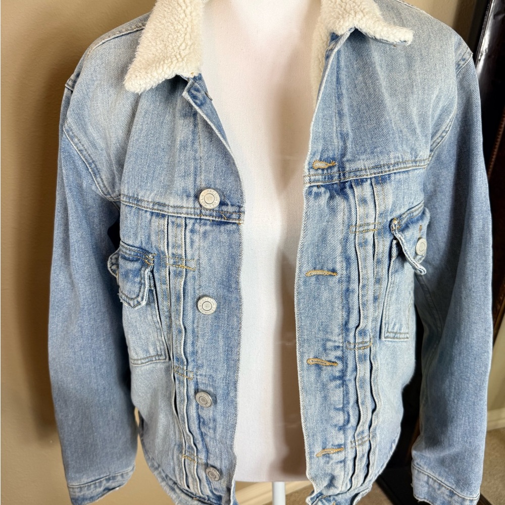 Pac Sun Denim Sherpa-Lined Jacket size medium - Picture 3 of 9